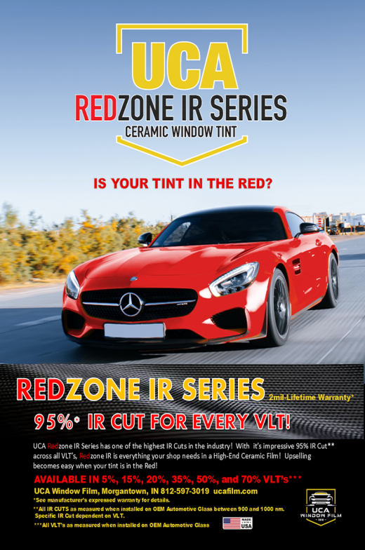 UCA RedZone IR Series high-performance ceramic window tint roll and packaging